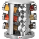 Porta Tempero Giratório Inox 12 Potes de Vidro Condimentos