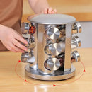 Porta Tempero Giratório Inox 12 Potes de Vidro Condimentos