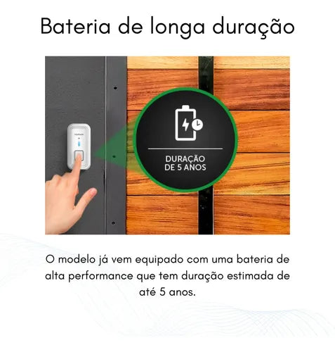 Campainha Sem Fio Externa Com Protetor Antivandalismo  Intelbras CIB 101 de Tomada Bateria 5 Anos