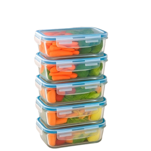 Kit 10 Potes de Vidro Hermético Retangular 4 Travas Mantimentos Marmita Fit Microondas