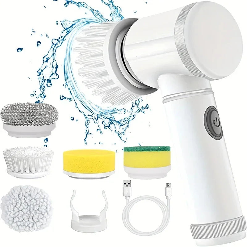 Escova de limpeza elétrica 5 em 1 multiuso sem fio para cozinha/banheiro, limpeza diária de sapatos, tapetes, superfícies em geral
