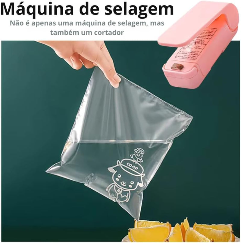 Mini Máquina Seladora Térmica Portátil, Vedação para Embalagens Lacra E Fecha